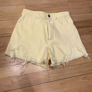 ZARA Women’s Denim Shorts - Pastel Yellow